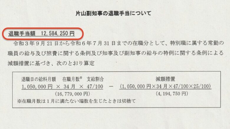 片山副知事の退職金は1258万円【詳細画像】返還して懲戒免職⁉︎